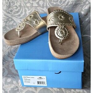 Jack Rogers Gold Flat Comfort Sandals Size 5M